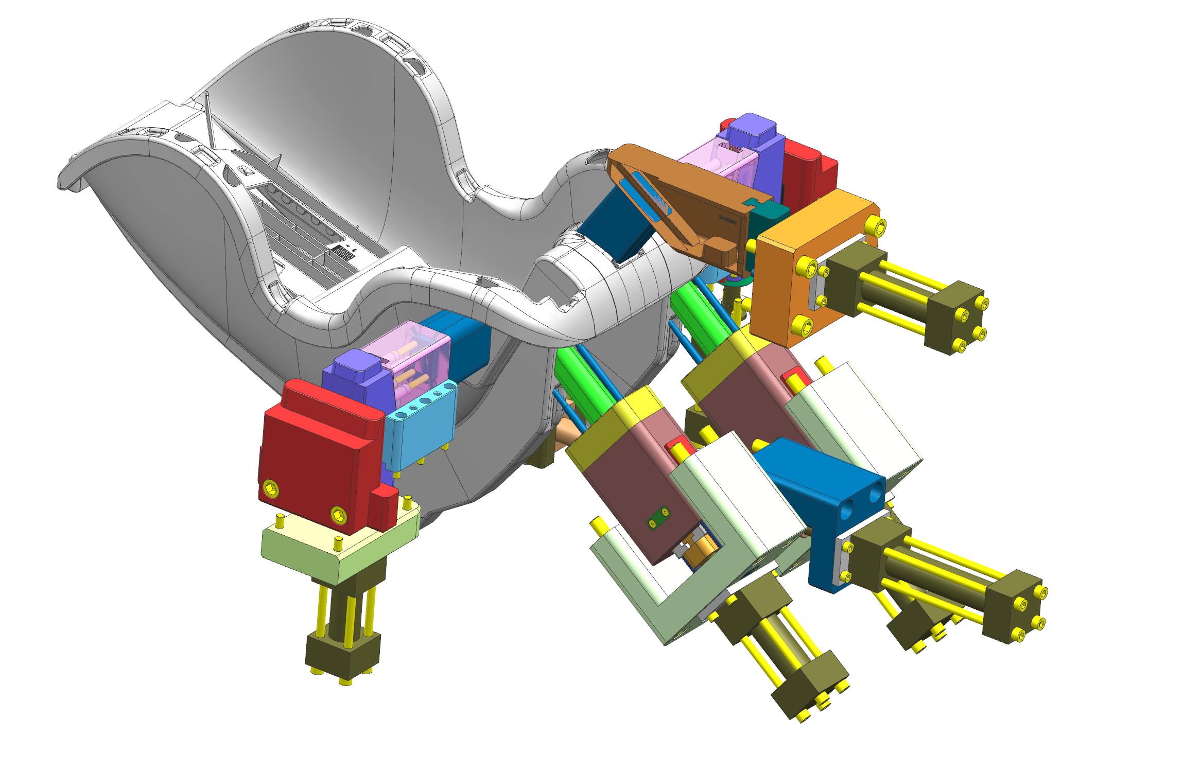 Hydraulic slide and core pulling layout around the child car seat shell