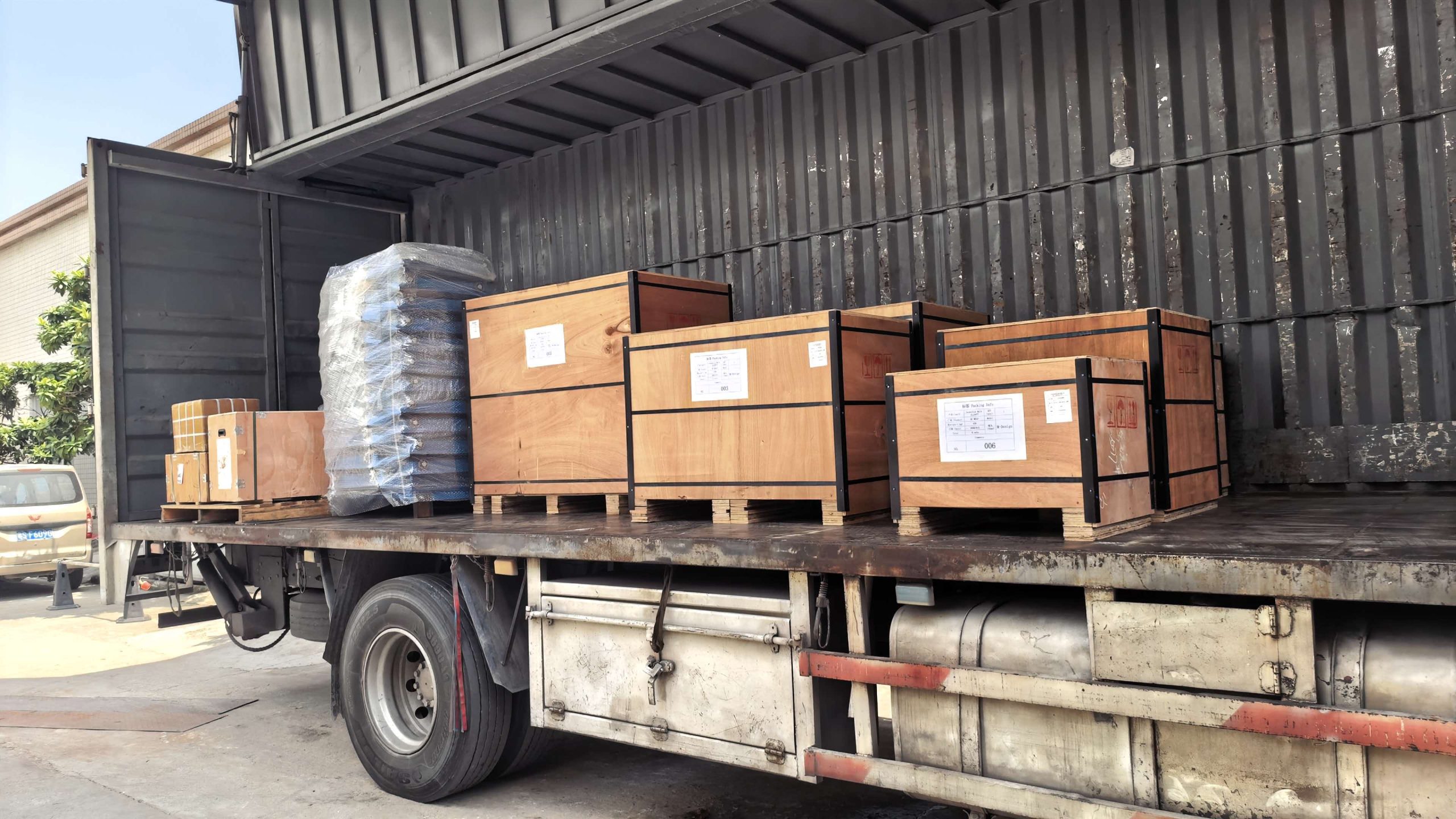 Wooden tooling crates loaded for the project shipment